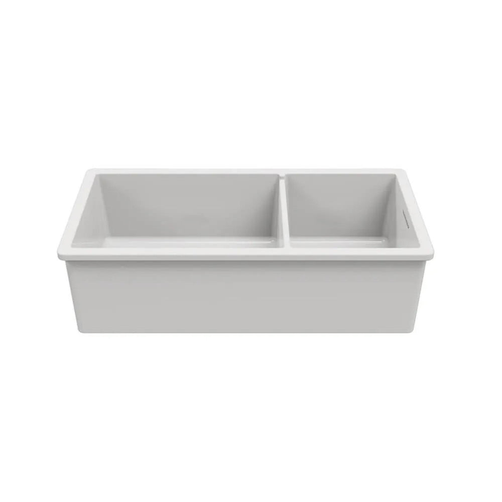 TURNER HASTINGS CUISINE INSET AND UNDERMOUNT FINE FIRECLAY DOUBLE BOWL SINK MATTE WHITE 940MM