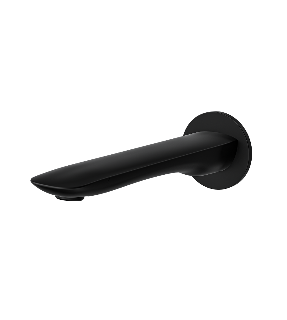 LINSOL CURVA WALL MOUNT BASIN OR BATH SPOUT 204MM MATTE BLACK