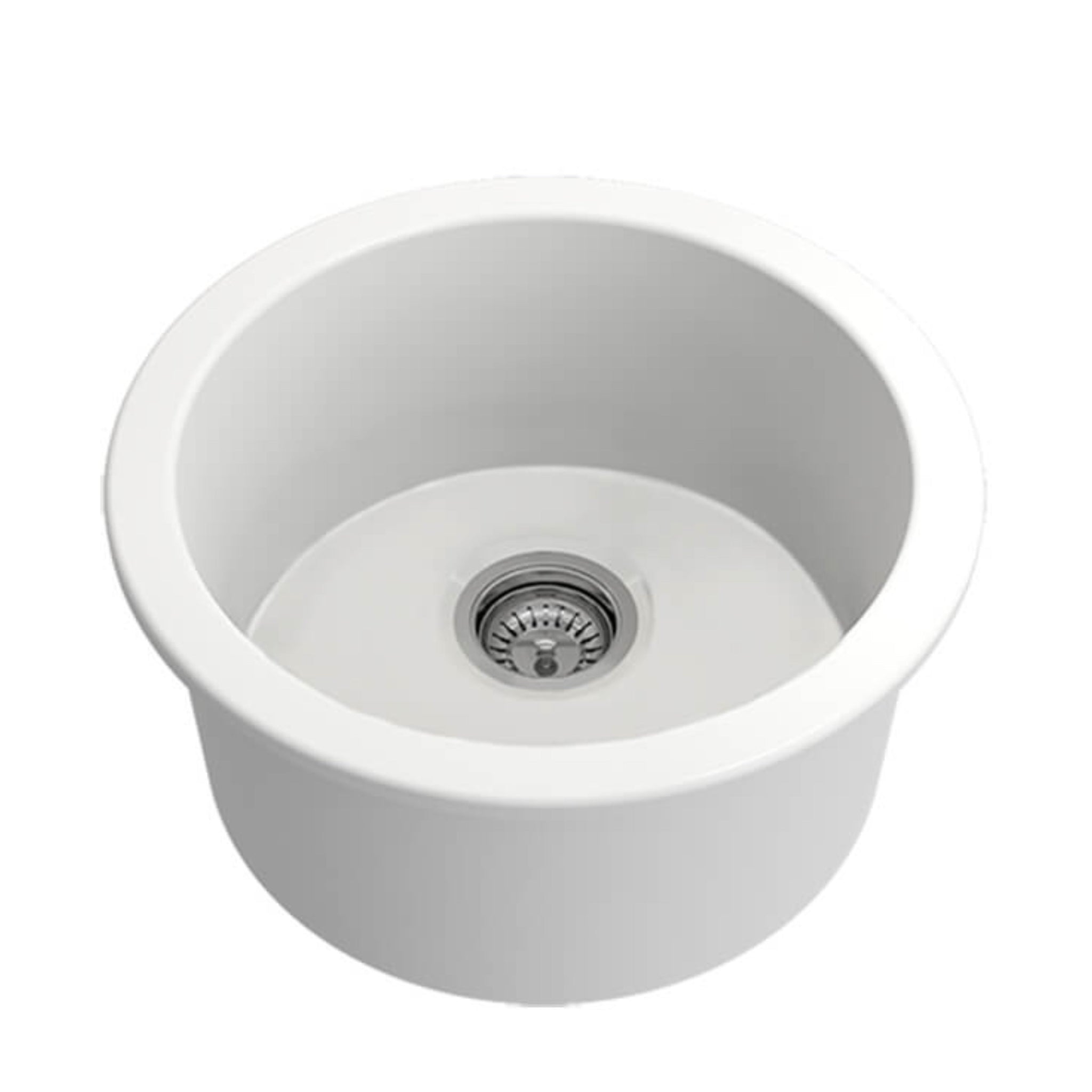 TURNER HASTINGS CUISINE ROUND INSET AND UNDERMOUNT FINE FIRECLAY SINK MATTE WHITE 470MM