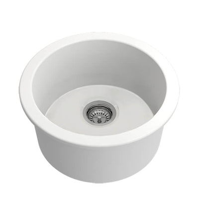 TURNER HASTINGS CUISINE ROUND INSET AND UNDERMOUNT FINE FIRECLAY SINK MATTE WHITE 470MM