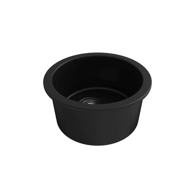 TURNER HASTINGS CUISINE ROUND INSET AND UNDERMOUNT FINE FIRECLAY SINK MATTE BLACK 470MM