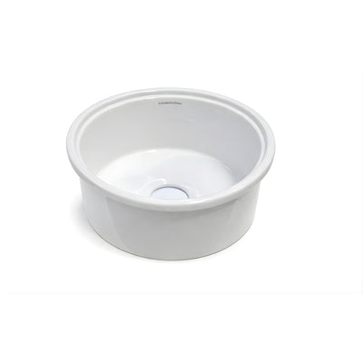 TURNER HASTINGS CUISINE ROUND INSET AND UNDERMOUNT FINE FIRECLAY SINK GLOSS WHITE 470MM