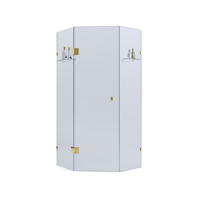 BELLA VISTA FRAMELESS DIAMOND CORNER SHOWER SCREEN FRENCH GOLD