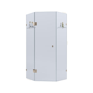 BELLA VISTA FRAMELESS DIAMOND CORNER SHOWER SCREEN BRUSHED NICKEL