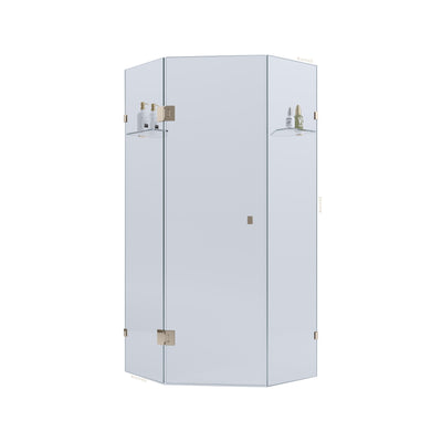 BELLA VISTA FRAMELESS DIAMOND CORNER SHOWER SCREEN BRUSHED NICKEL