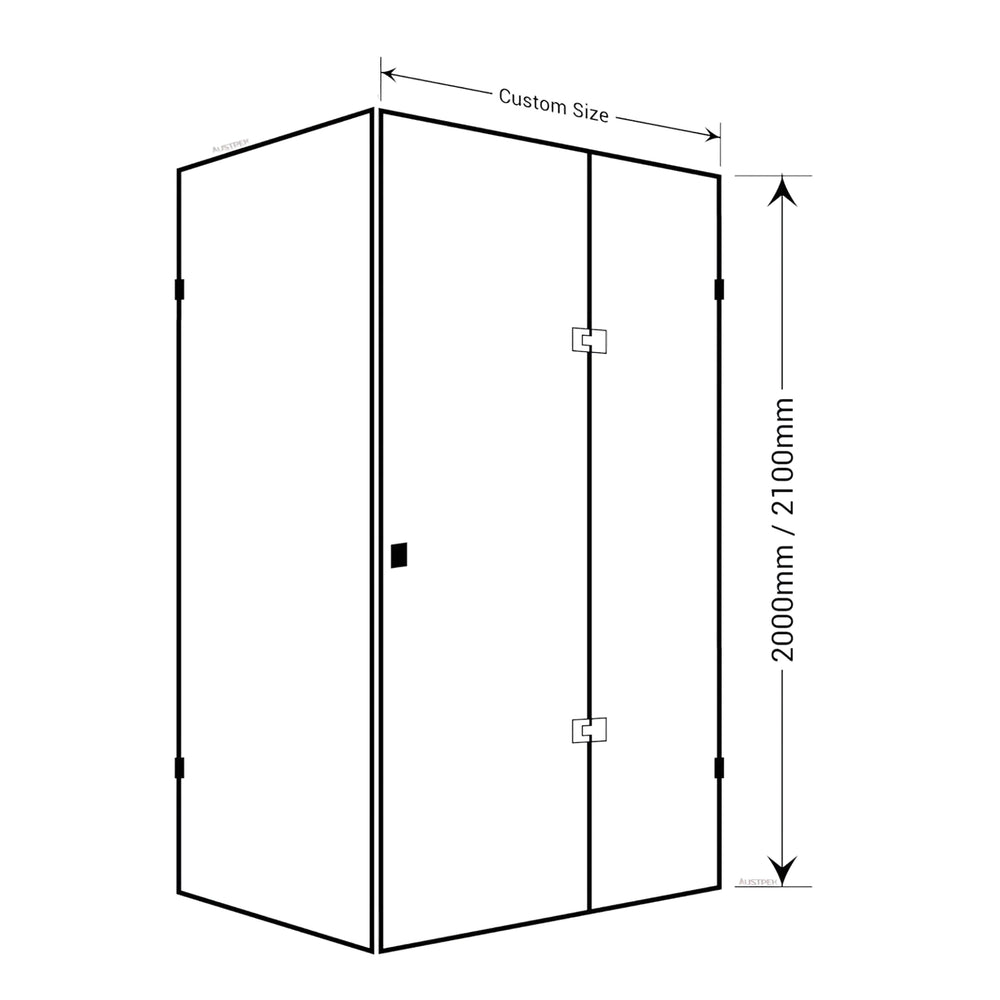 BELLA VISTA VALENTINA FRAMELESS PIVOT FRONT AND RETURN PANEL SHOWER SCREEN BRUSHED NICKEL