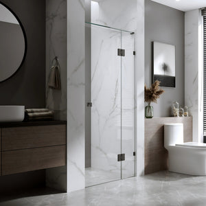 BELLA VISTA VALENTINA FRAMELESS PIVOT FRONT ONLY SHOWER SCREEN BLACK