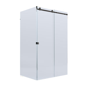 BELLA VISTA VICTORIA FRAMELESS SLIDING FRONT AND RETURN PANEL SHOWER SCREEN GUN METAL