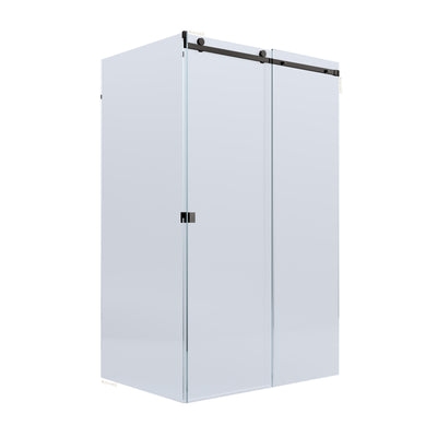 BELLA VISTA VICTORIA FRAMELESS SLIDING FRONT AND RETURN PANEL SHOWER SCREEN GUN METAL