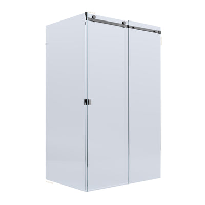 BELLA VISTA VICTORIA FRAMELESS SLIDING FRONT AND RETURN PANEL SHOWER SCREEN BLACK