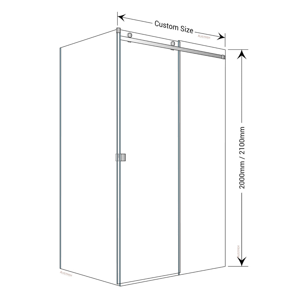 BELLA VISTA VICTORIA FRAMELESS SLIDING FRONT AND RETURN PANEL SHOWER SCREEN BRUSHED NICKEL