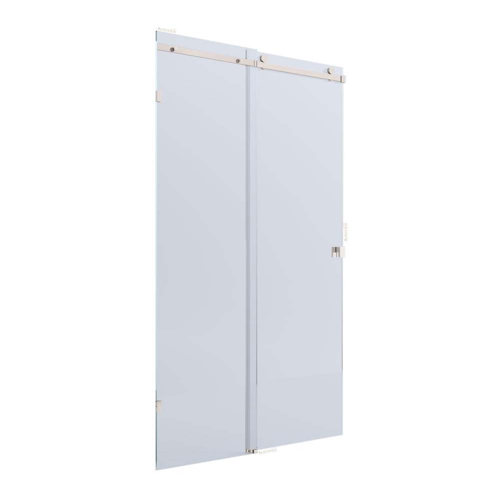 BELLA VISTA VICTORIA FRAMELESS SLIDING FRONT ONLY SHOWER SCREEN BRUSHED NICKEL