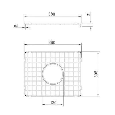 TURNER HASTINGS COVE STAINLESS STEEL GRID 380MM BRUSHED BRASS