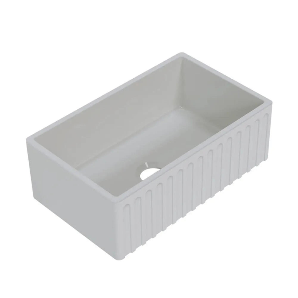 TURNER HASTINGS COVE FIRECLAY BUTLER SINK WITH OVERFLOW GLOSS WHITE 762MM