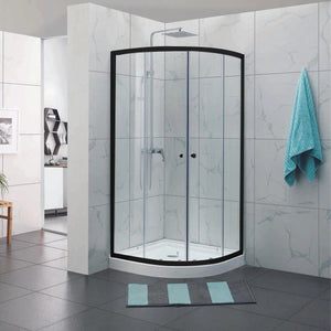 COVEY WALL TO WALL SEMI-FRAMED CURVED SLIDING DOOR SHOWER SCREEN MATTE BLACK
