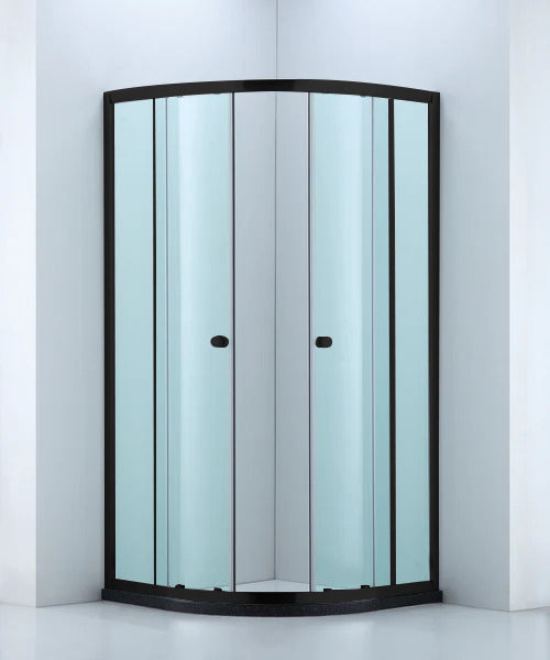 COVEY WALL TO WALL SEMI-FRAMED CURVED SLIDING SHOWER SCREEN BLACK