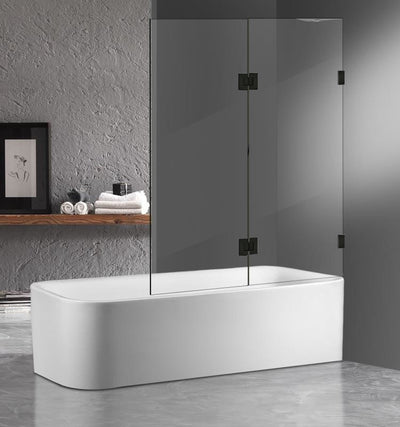 COVEY FIXED AND SWING PANEL DOUBLE HINGED BATH SCREEN MATTE BLACK