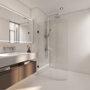 COVEY FRAMELESS WALK IN CURVED SINGLE PANEL SHOWER SCREEN GUN METAL
