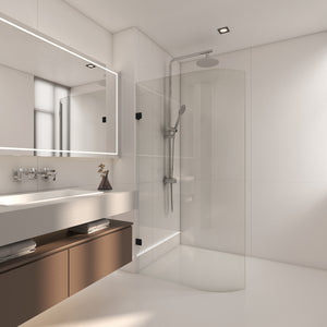 COVEY FRAMELESS WALK IN CURVED SINGLE PANEL SHOWER SCREEN MATTE BLACK