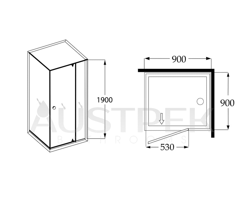 COVEY CVP-025-01-B SEMI-FRAMELESS PIVOTAL DOOR BLACK