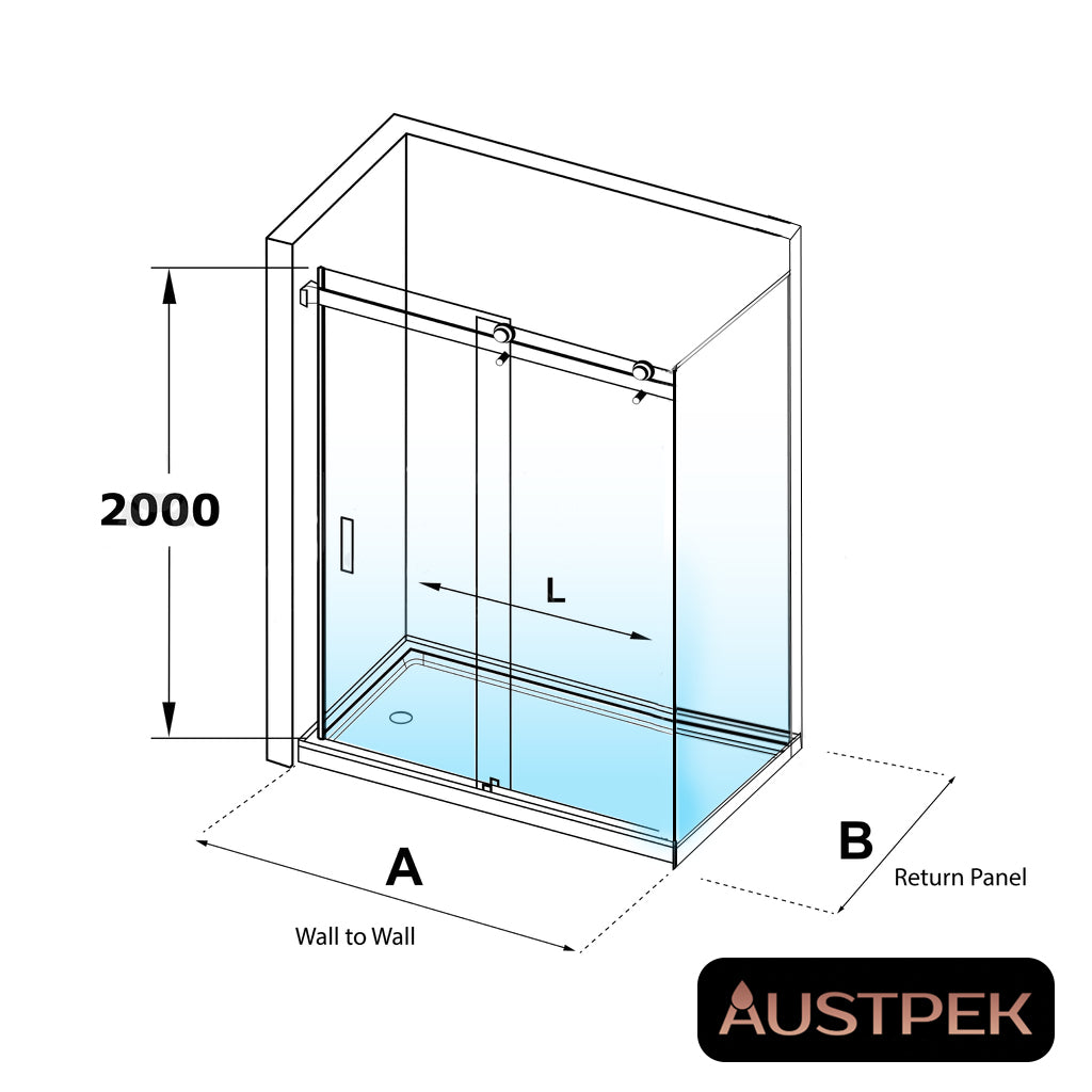 COVEY WALL TO WALL FRAMELESS SLIDING DOOR BLACK