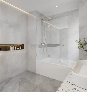 COVEY FIXED AND SWING PANEL DOUBLE HINGED BATH SCREEN CHROME