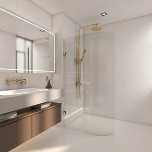 COVEY FRAMELESS WALK IN CURVED SINGLE PANEL SHOWER SCREEN BRUSHED BRONZE