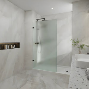 COVEY FRAMELESS WALK IN SINGLE PANEL FROSTED / MATRALUX SHOWER SCREEN MATTE BLACK