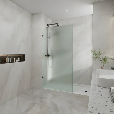 COVEY FRAMELESS WALK IN SINGLE PANEL FROSTED / MATRALUX SHOWER SCREEN MATTE BLACK