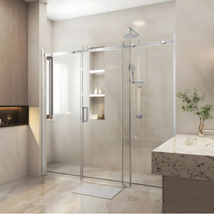 COVEY WALL TO WALL FRAMELESS 3 PANEL SINGLE SLIDING DOOR SHOWER SCREEN CHROME