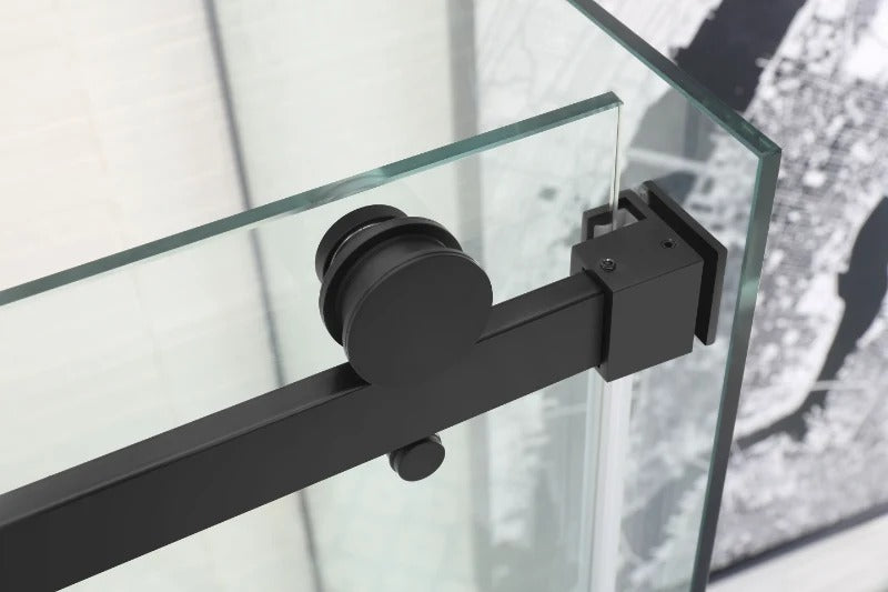 COVEY WALL TO WALL FRAMELESS 3 PANEL SINGLE SLIDING DOOR SHOWER SCREEN MATTE BLACK