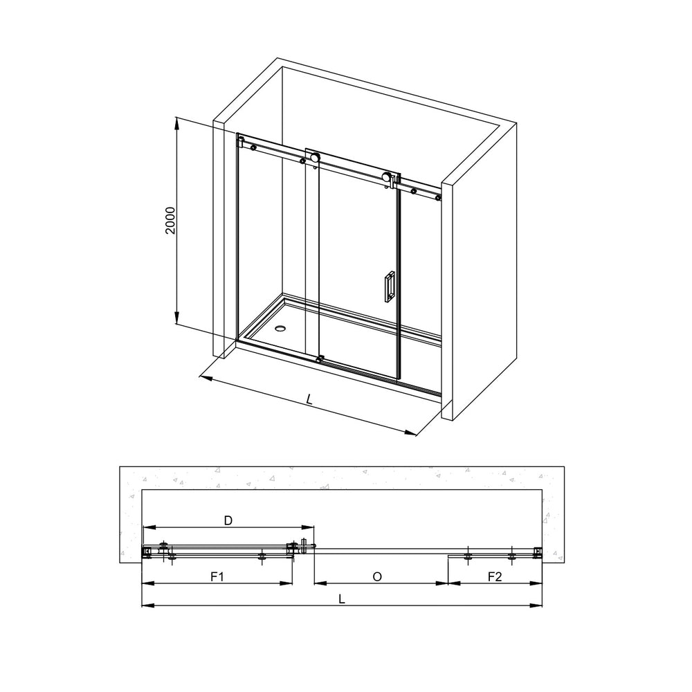COVEY WALL TO WALL FRAMELESS 3 PANEL SINGLE SLIDING DOOR SHOWER SCREEN CHROME
