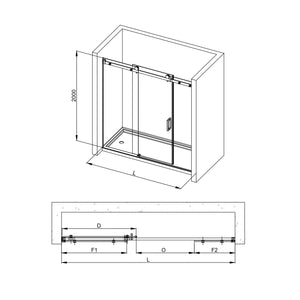 COVEY WALL TO WALL FRAMELESS 3 PANEL SINGLE SLIDING DOOR SHOWER SCREEN BRUSHED NICKEL