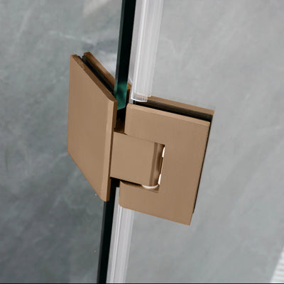 COVEY WALL TO WALL DIAMOND FRAMELESS PIVOT HINGE DOOR BRUSHED BRONZE