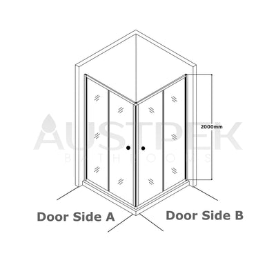 COVEY SEMI-FRAMED CORNER OPEN DOOR SLIDING MATTE BLACK