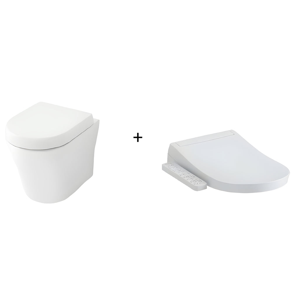TOTO MH WALL HUNG TOILET AND S2 WASHLET W/ SIDE CONTROL PACKAGE D-SHAPED GLOSS WHITE