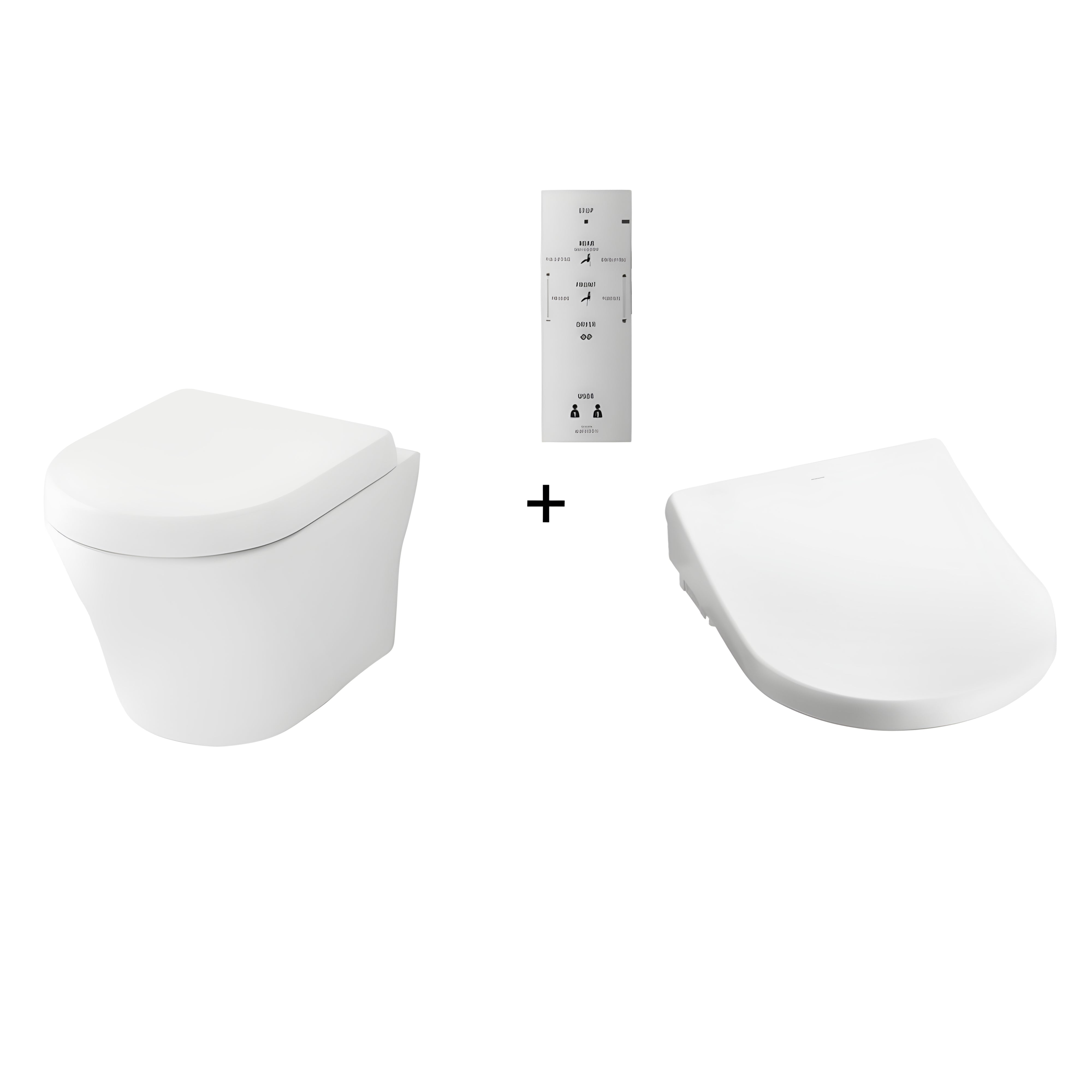 TOTO MH WALL HUNG TOILET AND WASHLET W/ REMOTE CONTROL AND AUTOLID PACKAGE D-SHAPE GLOSS WHITE
