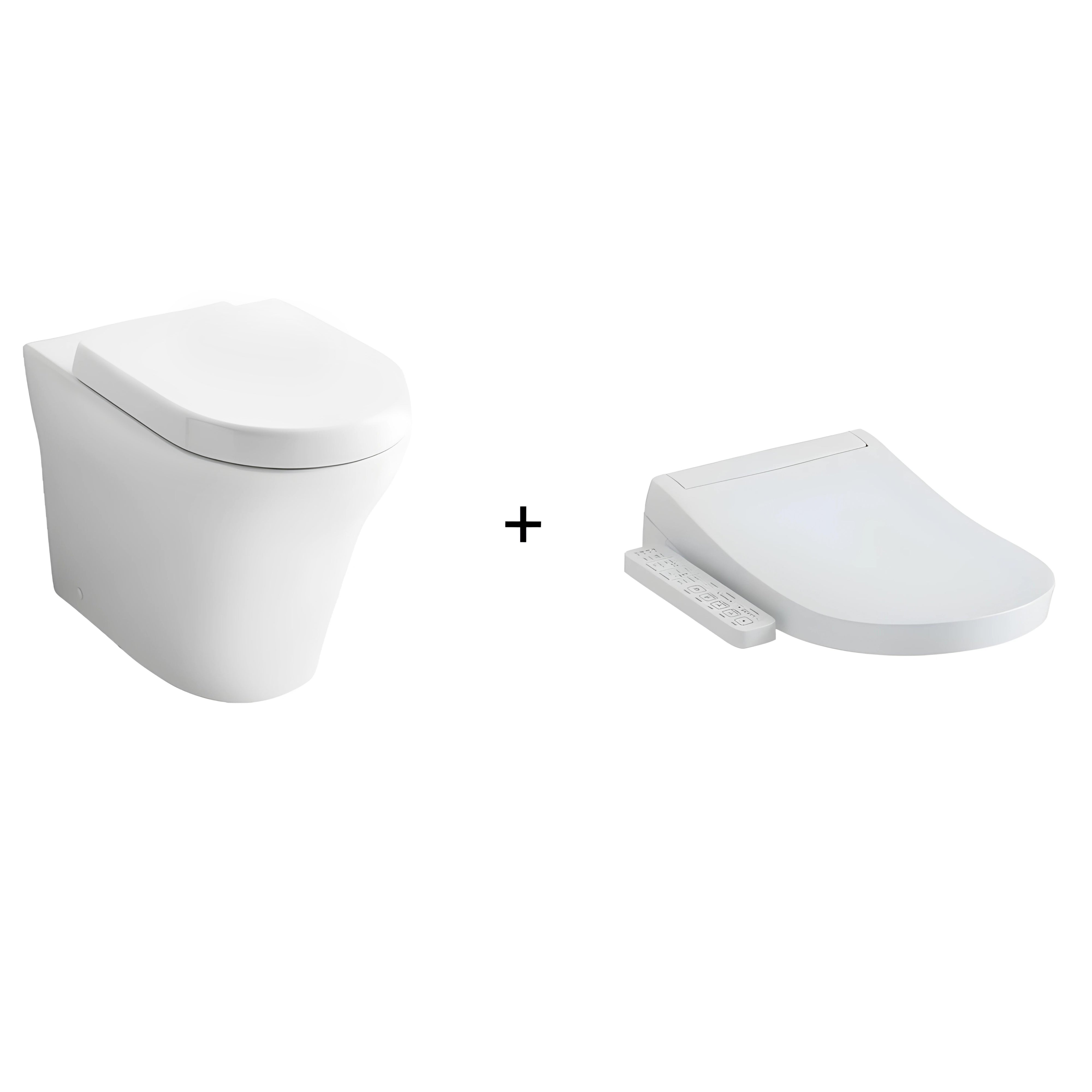 TOTO MH WALL FACED TOILET AND S2 WASHLET W/ SIDE CONTROL PACKAGE D-SHAPED GLOSS WHITE