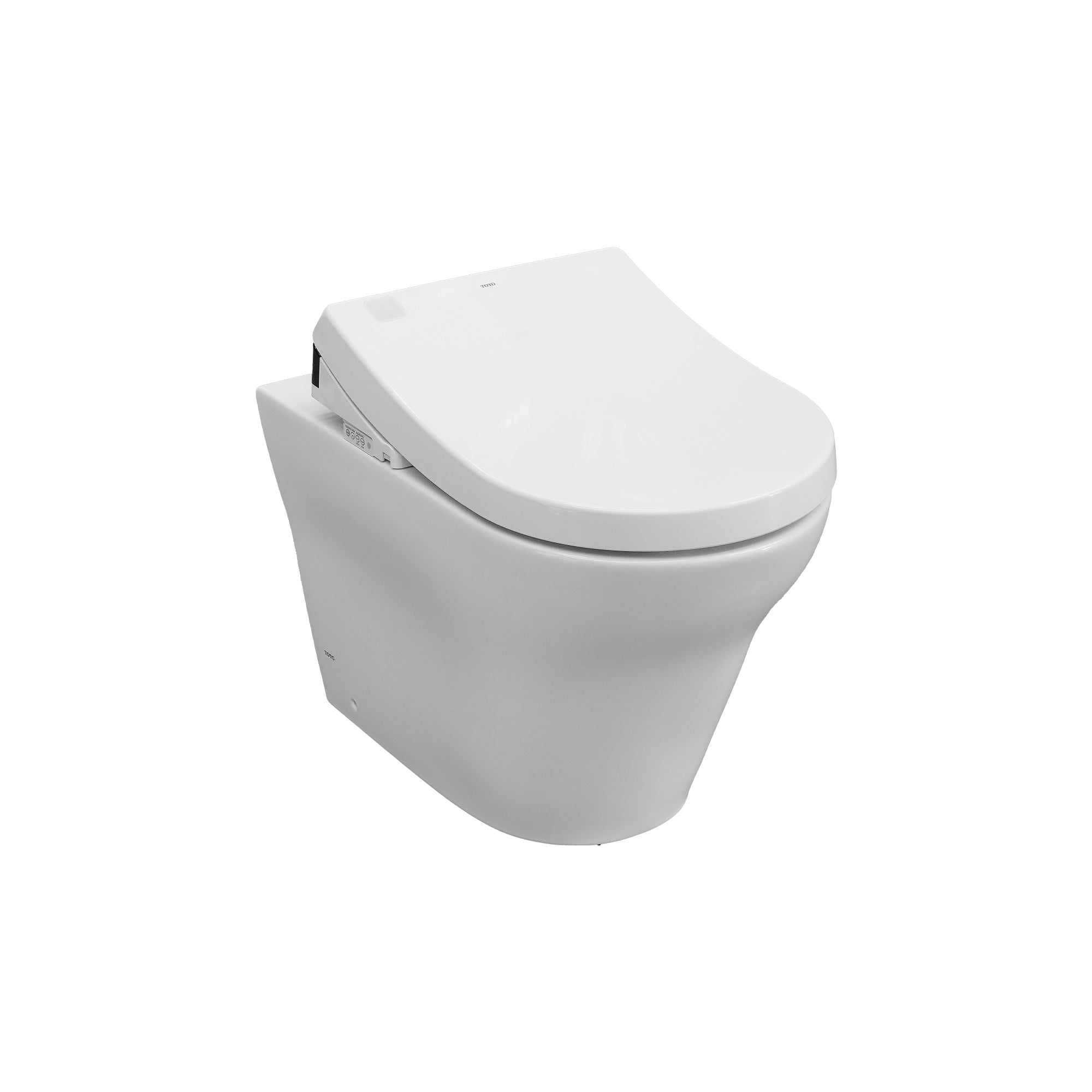 TOTO MH WALL FACED TOILET AND WASHLET W/ REMOTE CONTROL AND AUTOLID PACKAGE D-SHAPE GLOSS WHITE
