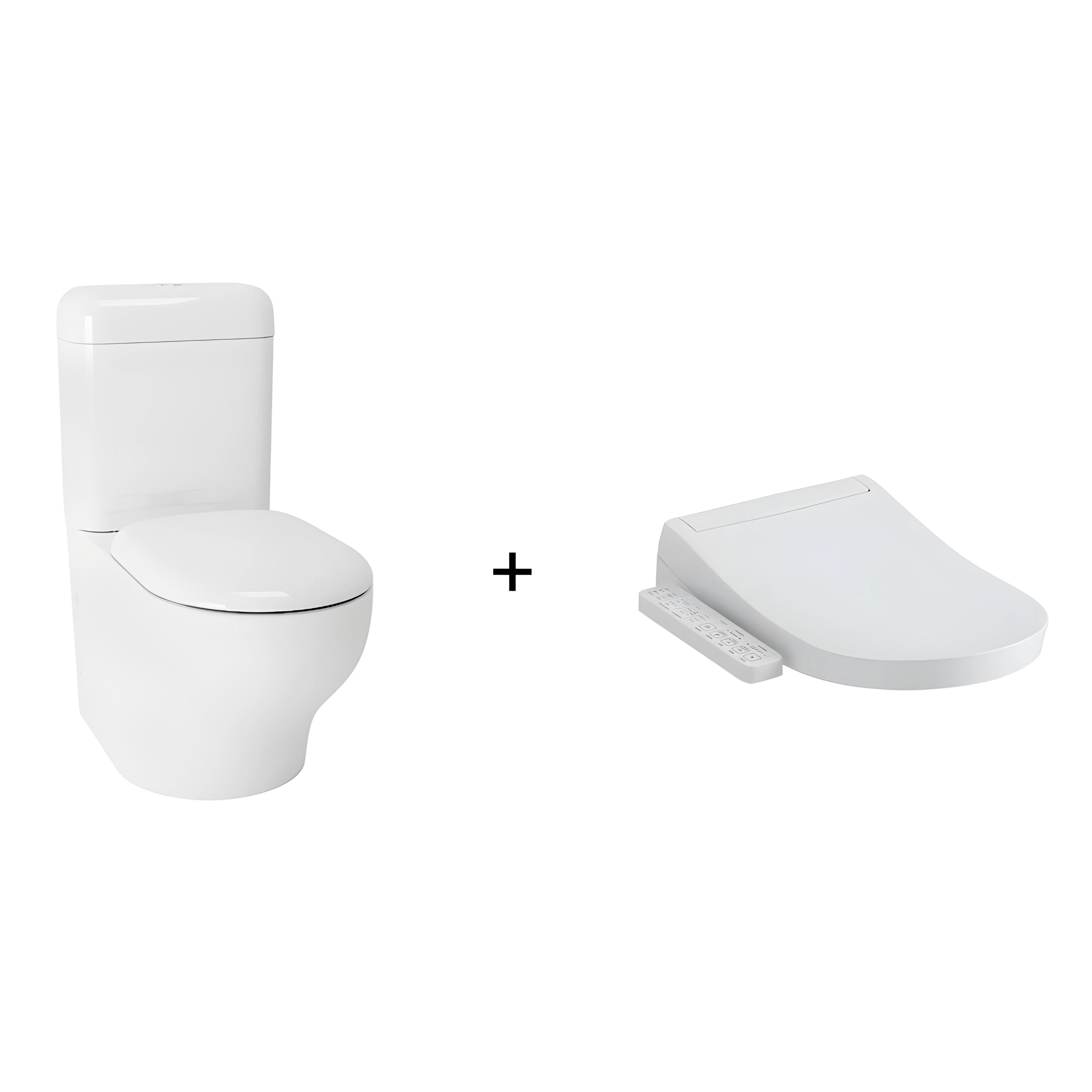 TOTO HAYON CLOSE COUPLED TOILET AND S2 WASHLET W/ SIDE CONTROL PACKAGE D-SHAPED GLOSS WHITE