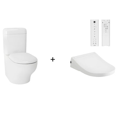 TOTO HAYON CLOSE COUPLED TOILET AND S5 WASHLET W/ REMOTE CONTROL PACKAGE (D-SHAPED) GLOSS WHITE