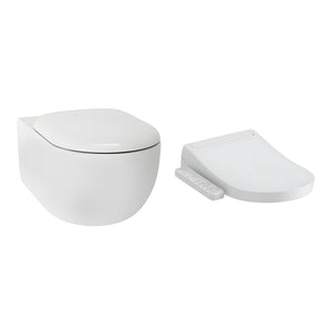 TOTO HAYON RIMLESS WALL HUNG TOILET AND S2 WASHLET W/ SIDE CONTROL PACKAGE D-SHAPE GLOSS WHITE