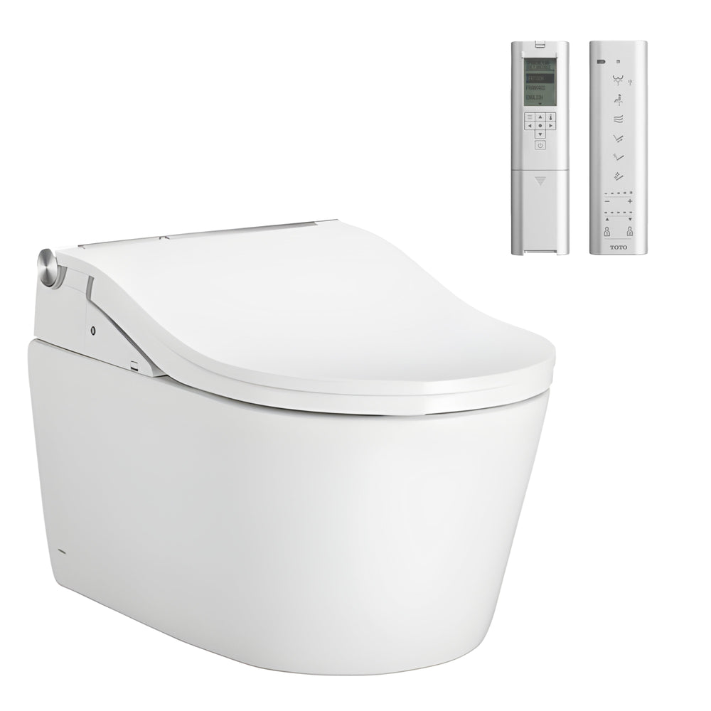 TOTO RW WALL HUNG TOILET WITH WASHLET PACKAGE W/ AUTOLID AND AUTOFLUSH (D-SHAPE) GLOSS WHITE