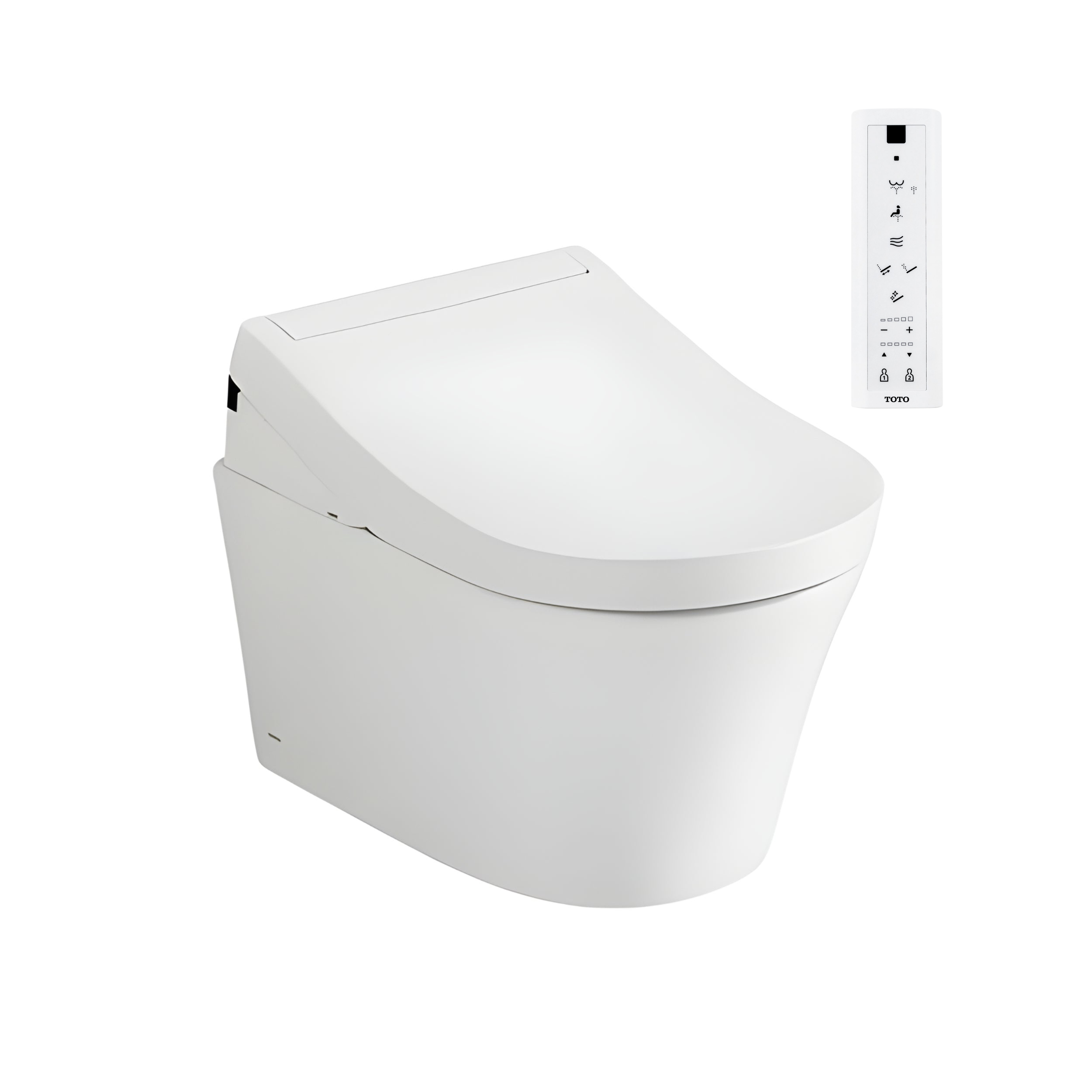 TOTO WALL HUNG RIMLESS TOILET AND S5 WASHLET W/ REMOTE CONTROL PACKAGE D-SHAPE GLOSS WHITE