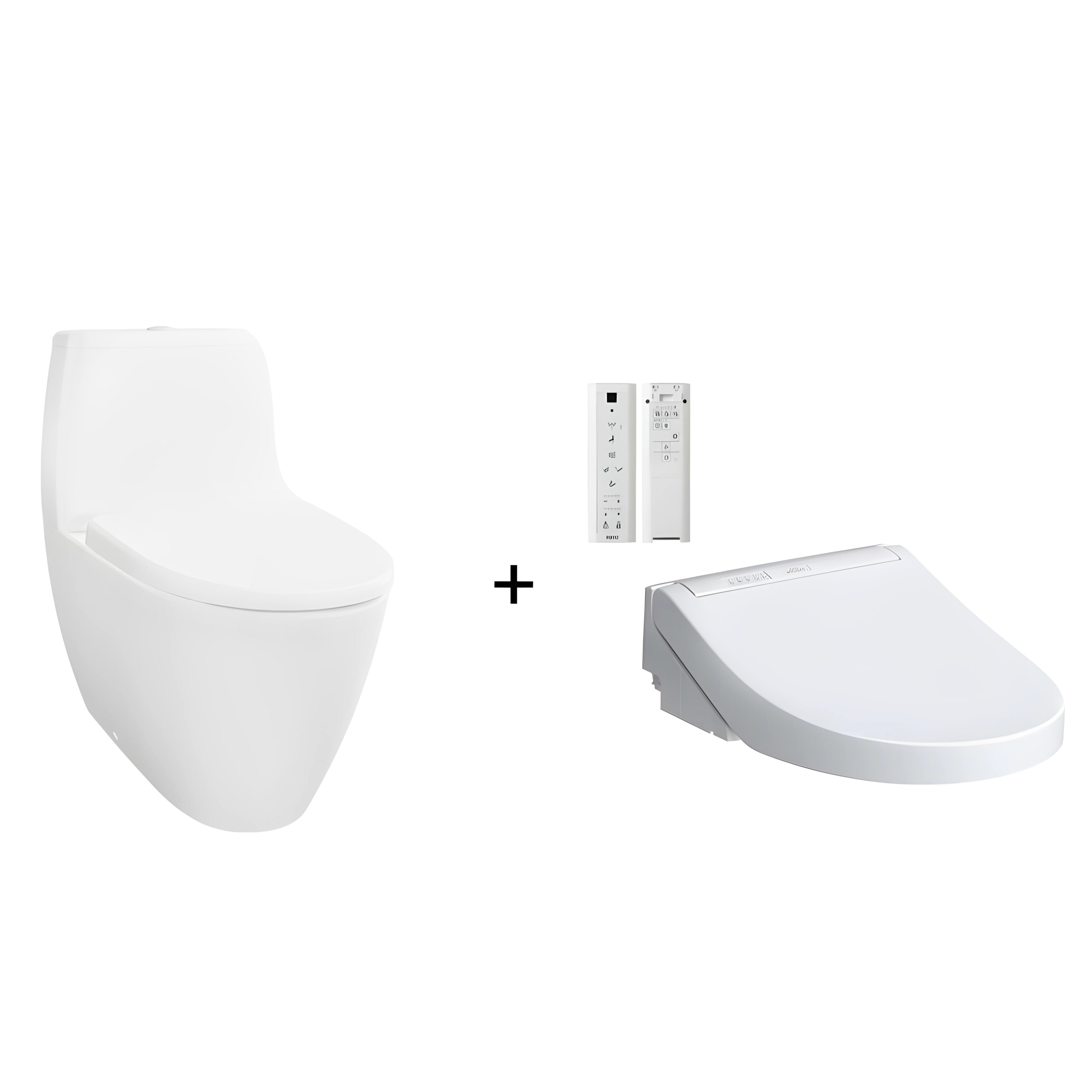TOTO ROUND CLOSE COUPLED TOILET (ROUND CISTERN) AND C5 WASHLET W/ REMOTE CONTROL (ROUND) GLOSS WHITE