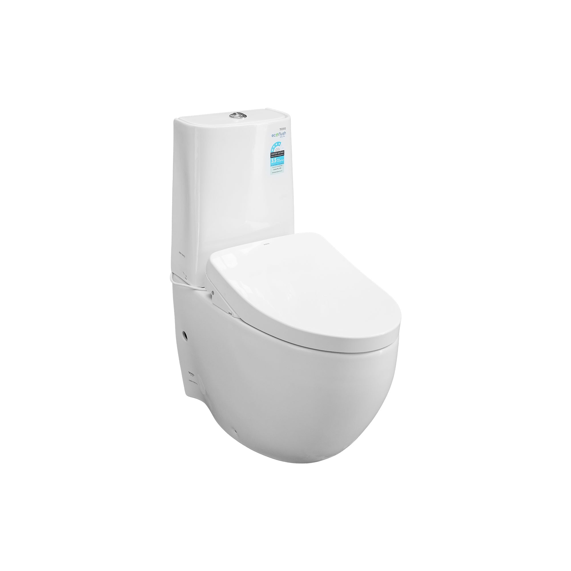 TOTO LE MUSE CLOSE COUPLED TOILET AND WASHLET W/ REMOTE CONTROL AND AUTOLID PACKAGE ELONGATED GLOSS WHITE