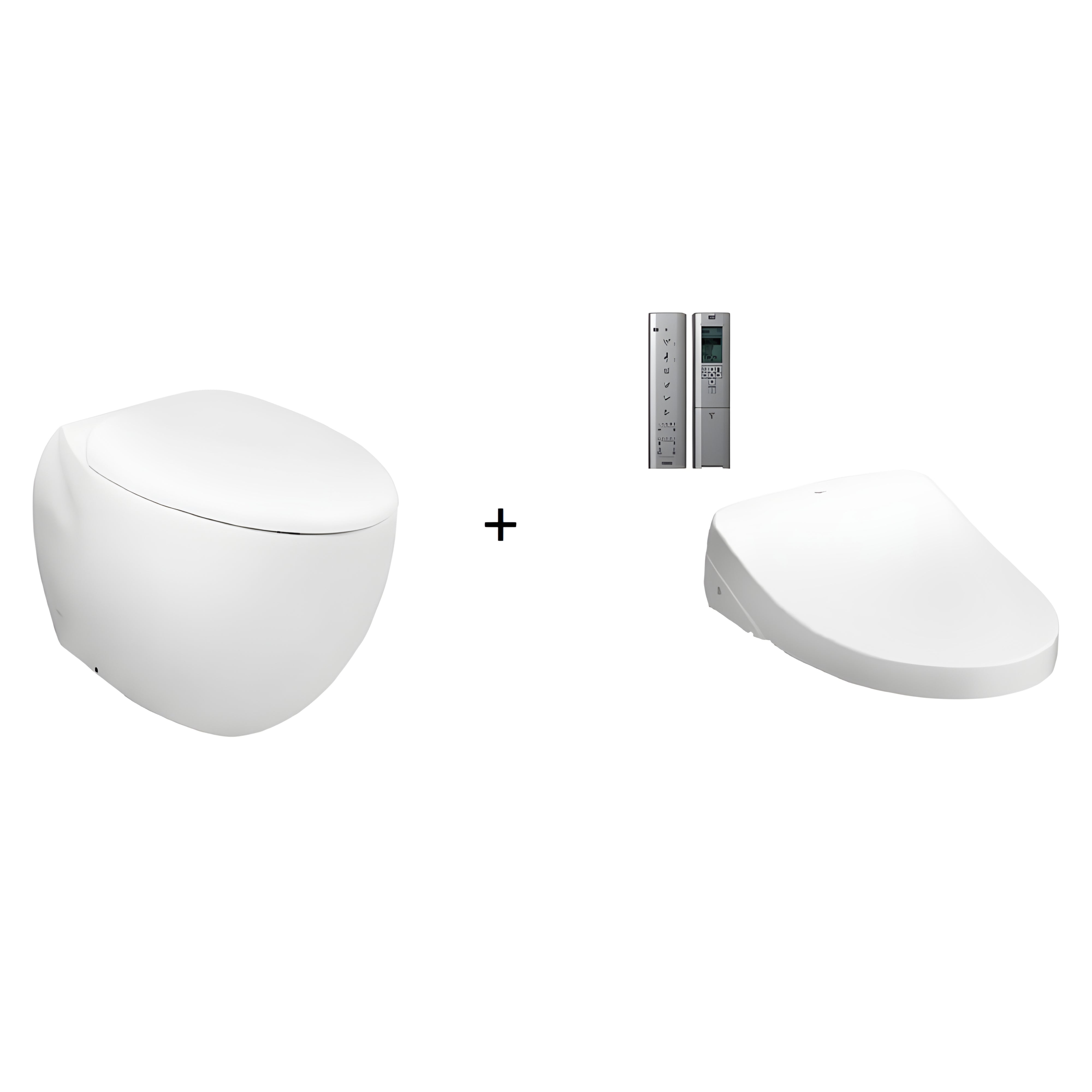 TOTO LE MUSE WALL FACED TOILET AND WASHLET W/ REMOTE CONTROL AND AUTOLID PACKAGE ELONGATED GLOSS WHITE