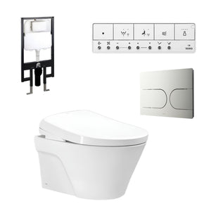 TOTO AVANTE WALL HUNG RIMLESS TOILET AND S7 WASHLET W/ REMOTE CONTROL AND AUTOLID PACKAGE ELONGATED GLOSS WHITE