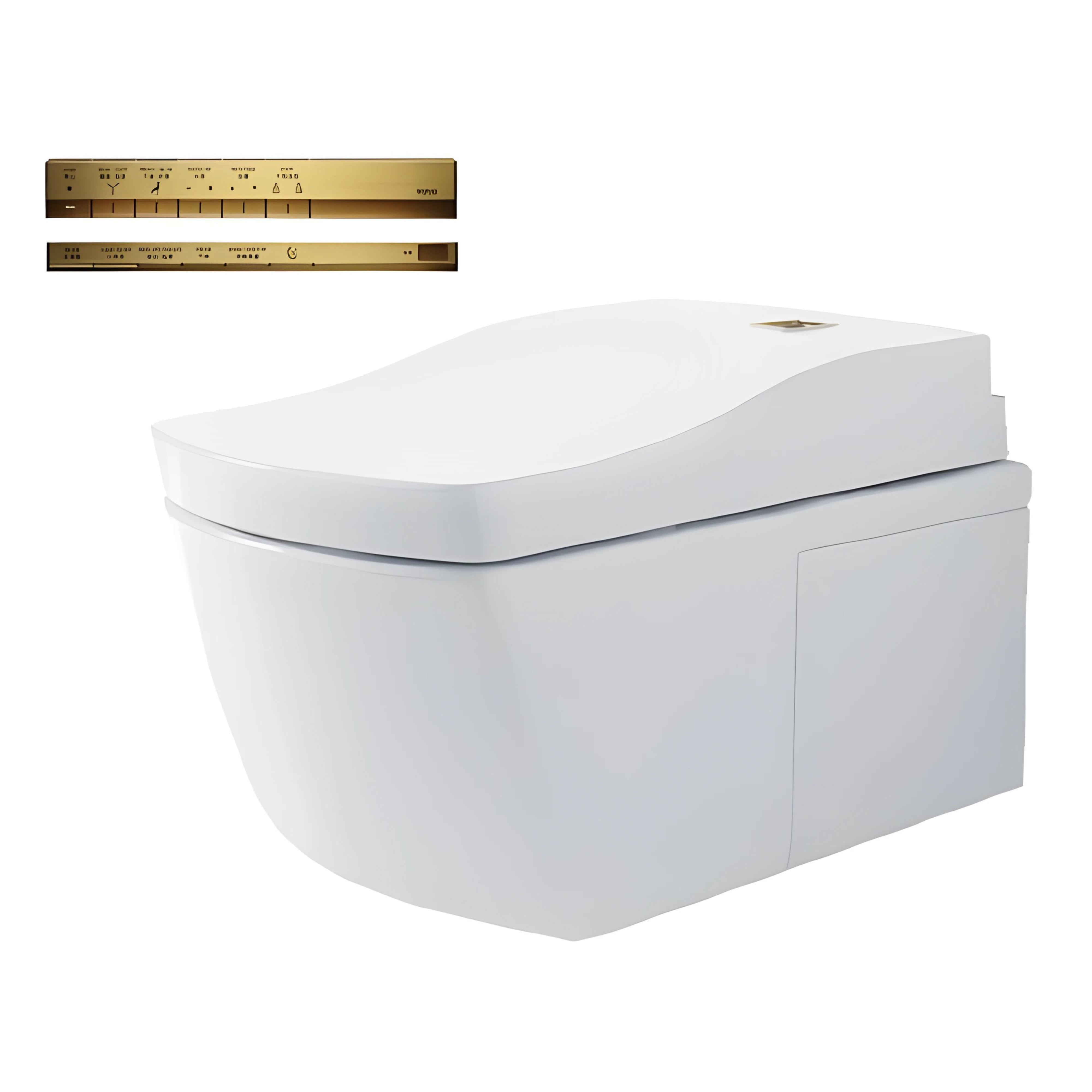 TOTO NEOREST LE II WALL HUNG TOILET AND WASHLET W/ GOLD REMOTE PACKAGE GLOSS WHITE