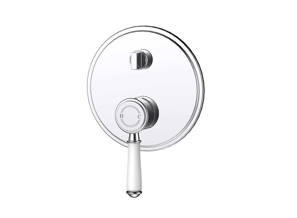 IKON CLASICO WALL DIVERTER MIXER TRIM KIT WITH ROUGH IN BODY 160MM CERAMIC HANDLE CHROME